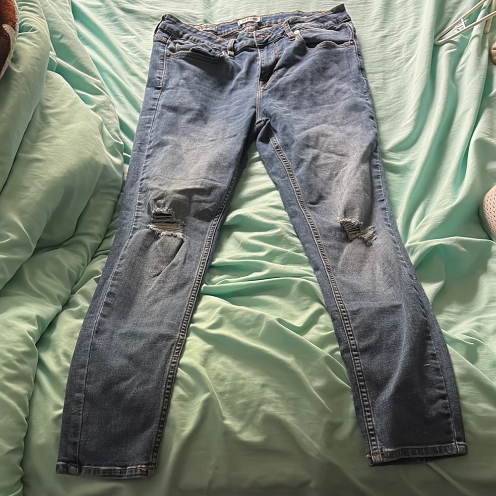 Stylish Distressed Blue Jeans